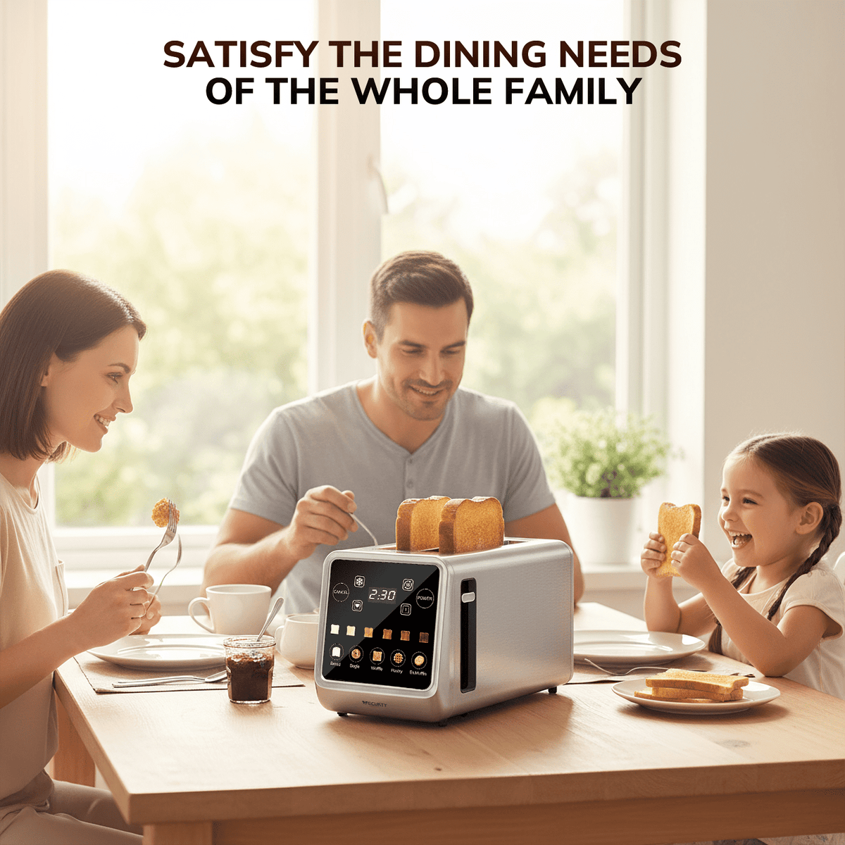 4 Slice Toaster with Digital Touchscreen & 1-Touch Memory, Smart Toasters for Bagels & Artisan Bread All-in-One Defrost, Reheat & Single-Slice Modes