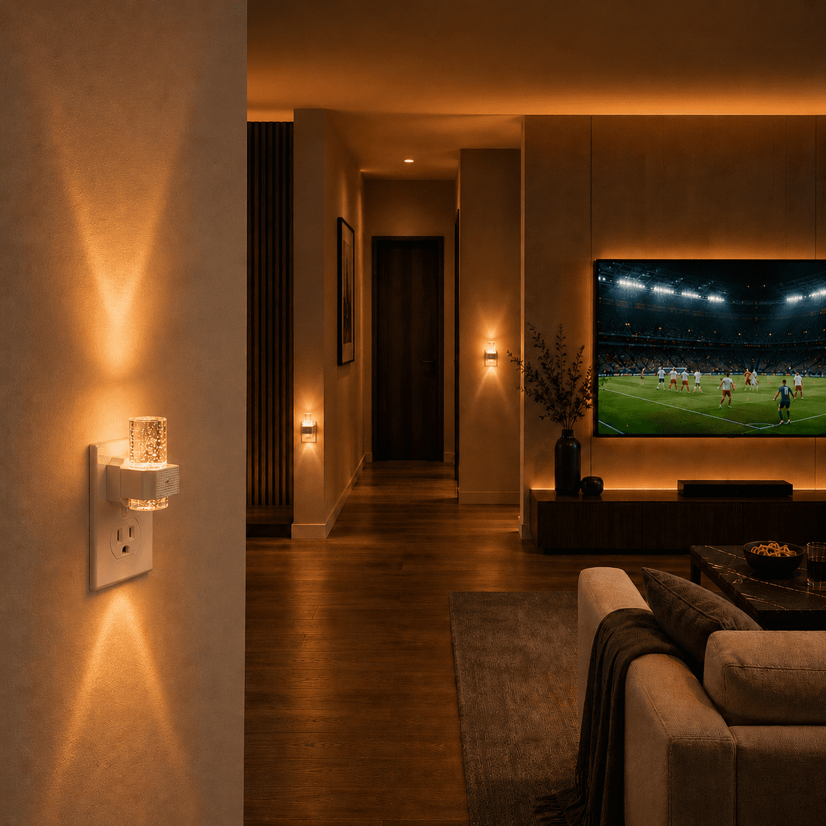 Plug in Night Light, 2 Pack LED Night Lights with Dusk to Dawn Sensor, RGB & 3000K Warm White, 4-Level Adjustable Brightness, Acrylic Bubble Design Nightlight for Bedroom, Bathroom, Hallway