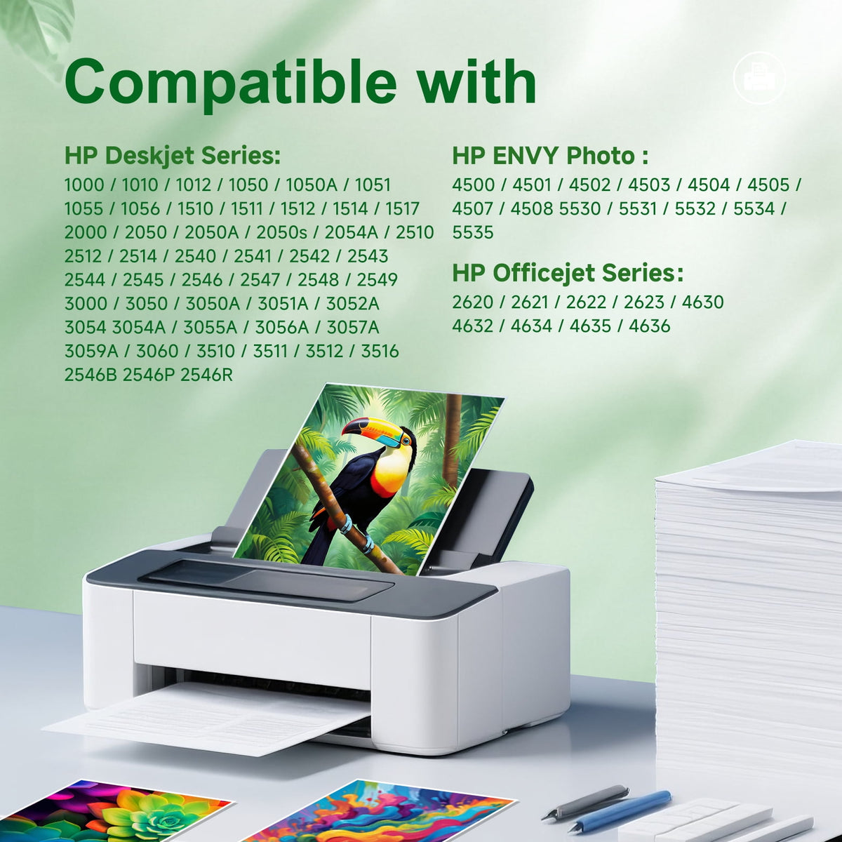 61XL Ink Cartridges Compatible for HP 61 Ink Cartridge Combo Pack for Envy 4500 5530 4502 Deskjet 1000 2540 Officejet 4635 4630 Printer(Black, Tri-Color)