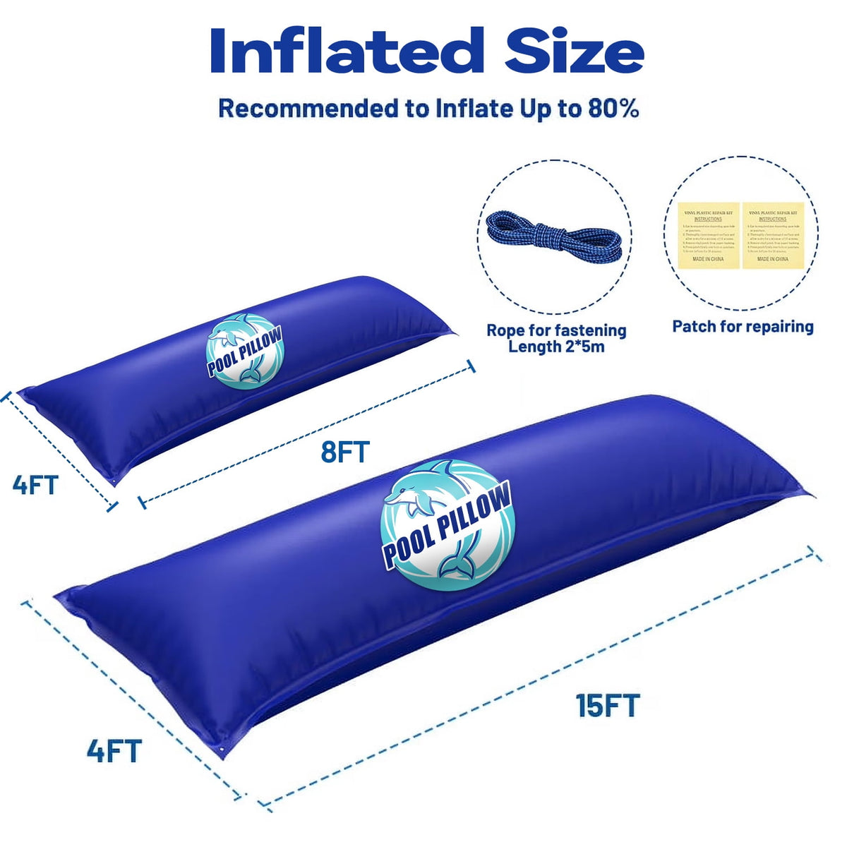 Pool Pillows for Above Ground Pools, Heavy Duty Pool Pillows Float, PVC Winter Pool Air Pillow, 4x8FT